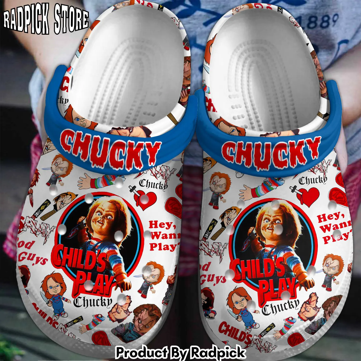 Radpick chucky tv series crocss crocband clogs shoes comfortable for men women and kids footwearelite exclusive rp6527281